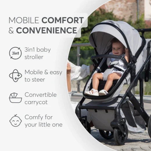 Kikkaboo - Stroller 3in1 Travel System - transform seat - Darling Black - 2024