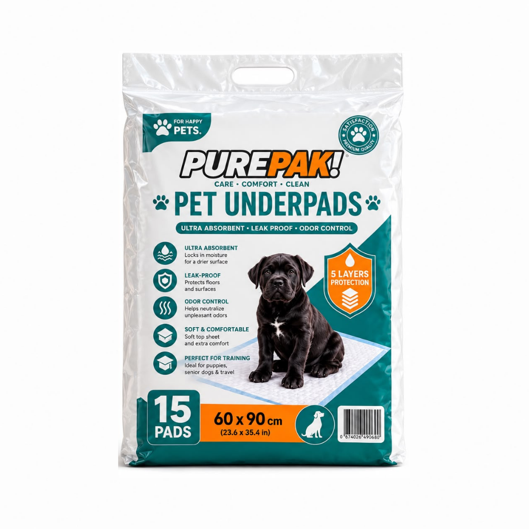 Purepak PET Underpads 5 Layers 60 X 90 CM (15 Pads)