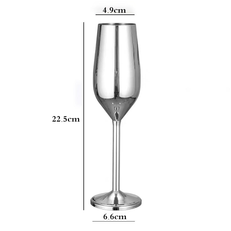6-Pcs Elegant & Smooth Beverages Champagne Flute Glass – Gold 190ml #3769