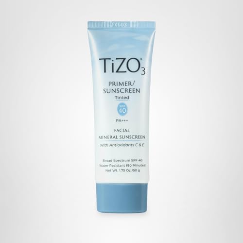 TiZO3 Facial Mineral Sunscreen and Primer, Tinted Broad Spectrum SPF 40 with Antioxidants, Sheer matte finish, Fragrance-Free, Oil-Free, Dermatologist-recommended, PA+++ 1.75 oz - Medaid International
