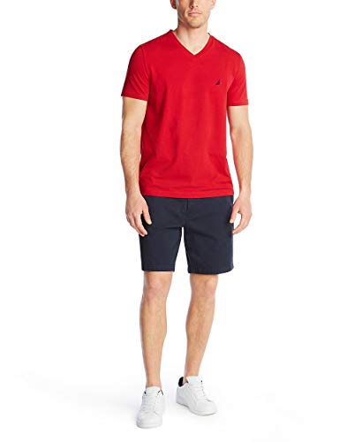 Nautica Men's Short Sleeve Solid Slim Fit V-Neck T-Shirt, Red, X-Large - Medaid International