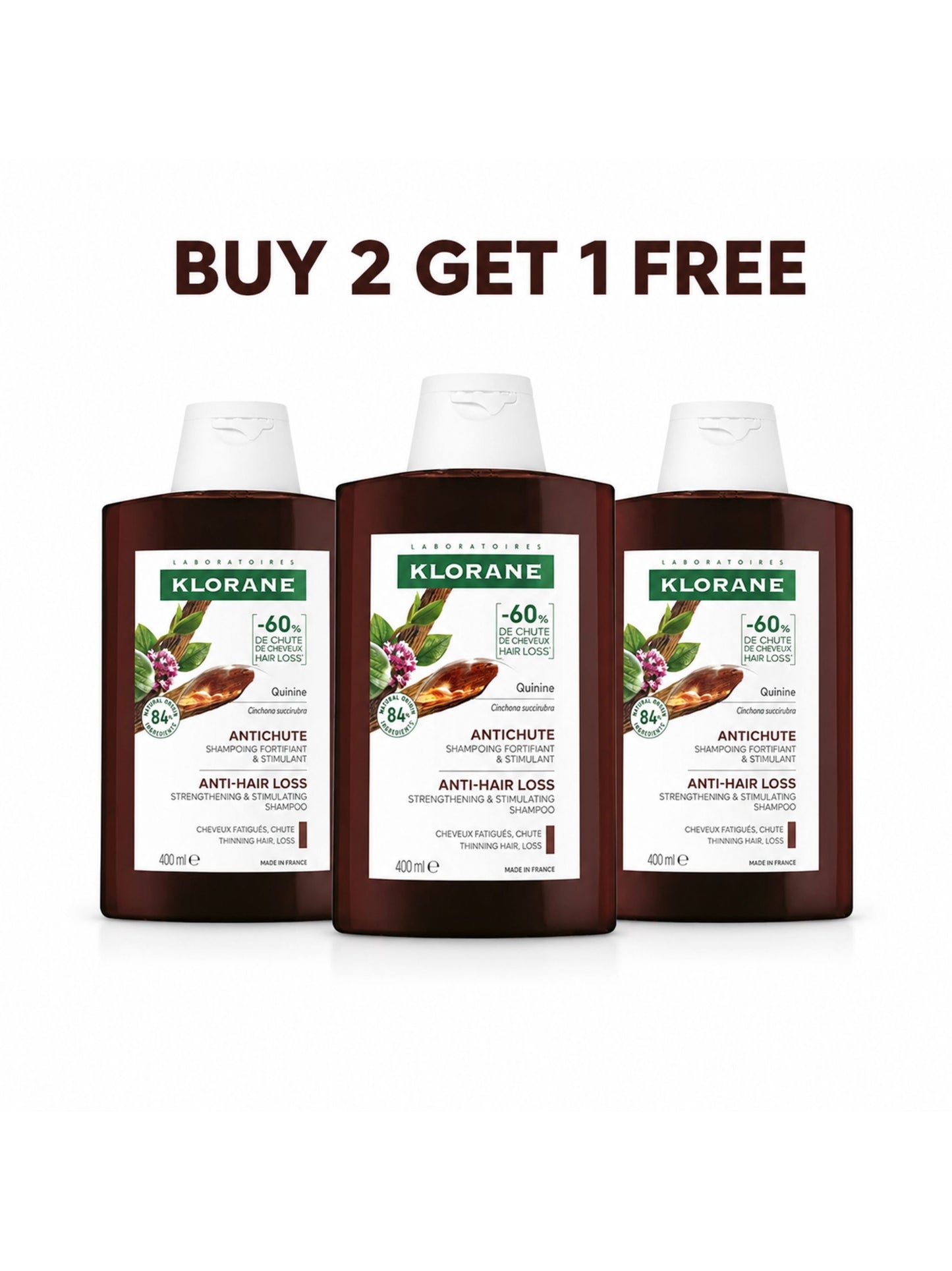 Buy 2 Get 1 FREE Shampoo With Quinine And B vitamins 400ml