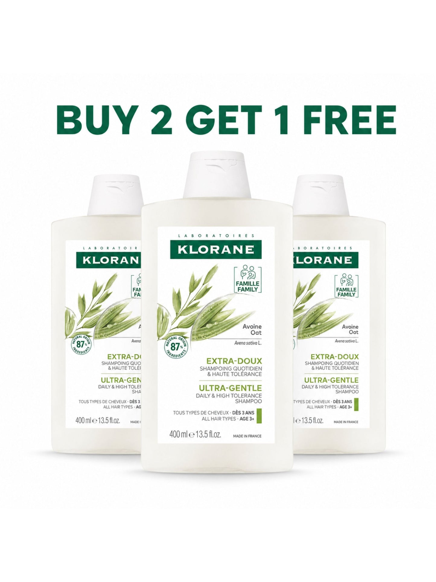 Buy 2 Get 1 FREE Shampoo With Oat Milk 400ml