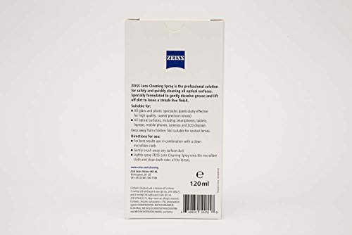 ZEISS Lens Cleaning Spray, Twin Pack for Cleansing Optical Surfaces, Glass and Plastic Cleaner, for Glasses, Spectacles, Cameras, Microscopes, Digital Screens and Ski Goggles (2 x 120 ml Sprays) - Medaid International