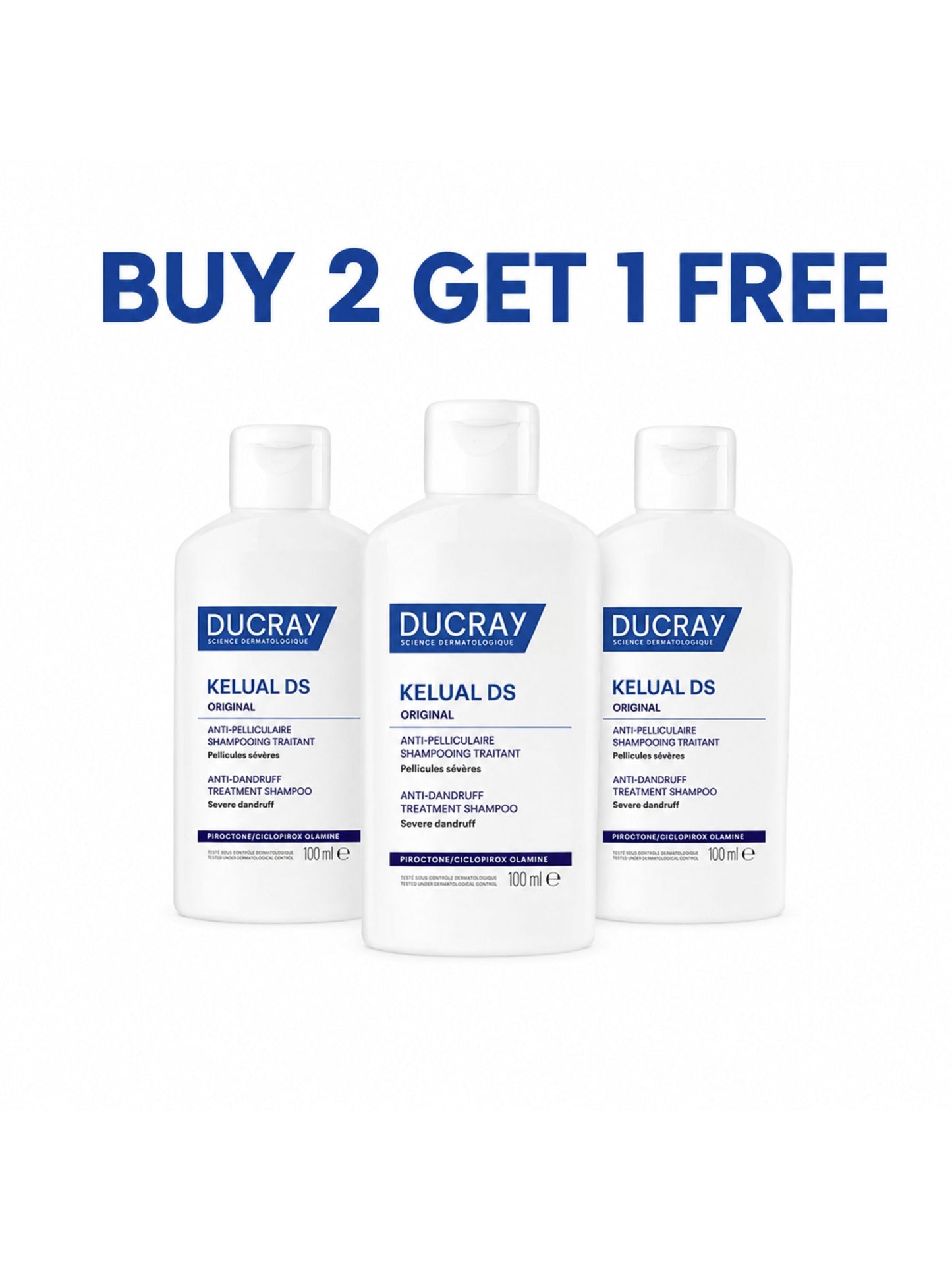 Buy 2 Get 1 FREE, Kelual DS Original Treatment Shampoo for severe dandruff, 100mL