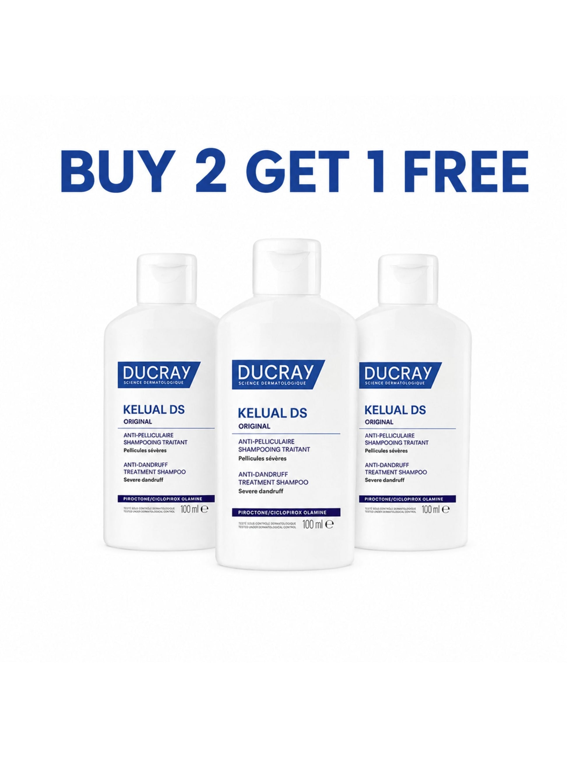 Buy 2 Get 1 FREE, Kelual DS Original Treatment Shampoo for severe dandruff, 100mL
