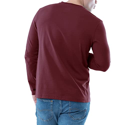 Lee Men's Long Sleeve Soft Washed Cotton Henley T-Shirt, Rhubarb, Large - Medaid International