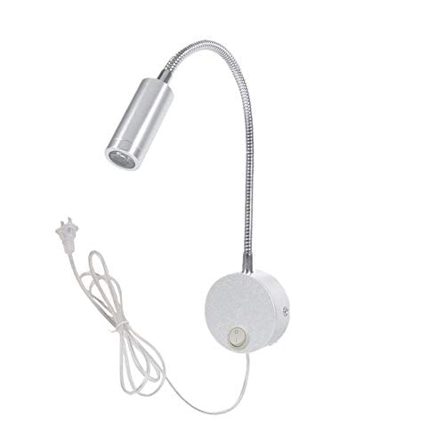 Wefoonlo - 3W Flexible Gooseneck LED Wall Light with Plug & Switch for Reading