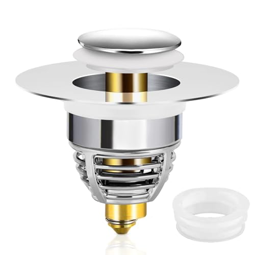 Homonic - Universal Sink Plug Replacement, Pure Copper, Double Seal, Fits 32-42 mm