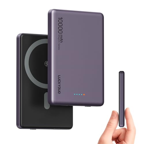 Luckyduo - Ultra Slim 10000mAh Magnetic Power Bank, PD 20W, Wireless Charging