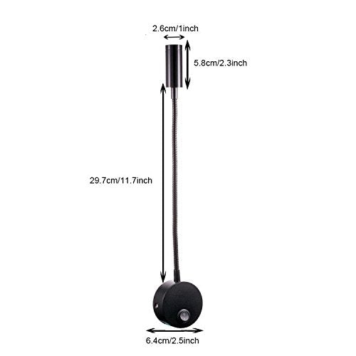 Wefoonlo - 3W Flexible Gooseneck LED Wall Light with Plug & Switch for Reading