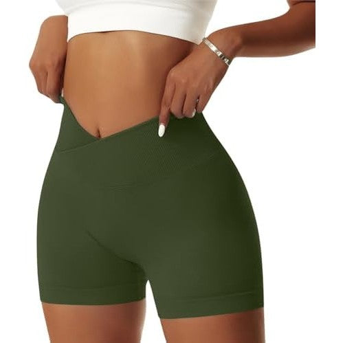 شورت رياضة للنساء بخصر على شكل حرف V قابل للتمدد، شورتات يوجا لرفع المؤخرة، شورت لياقة بدنية قصير بخصر مرتفع بدون خياطة للتمارين الرياضية ورفع المؤخرة، سراويل صيفية قصيرة ضيقة من فيرتفي|B0C2TZJF5K