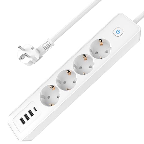 Darbony - 4-Way Power Strip with USB C, Surge Protection, 1.8m Cable