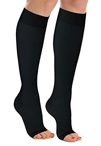 Relaxsan Compression Socks for Women and Men Made in Italy - 18-23 mmHg - Anti Embolism Stockings Open Toe - M0350A (1 Pair - Black, XL) - Medaid International