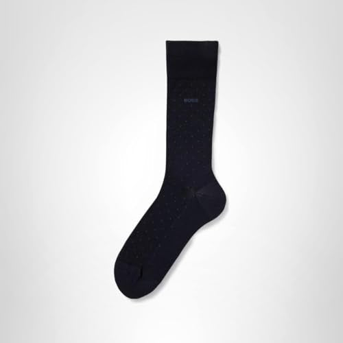 BOSS HUGO Men's George mercerized cotton pin dot dress sock Sockshosiery, navy blue, 7-13 - Medaid International