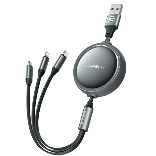 CafeLe - 3 in 1 Retractable Charging Cable, Fast 5V/3A, Universal Compatibility