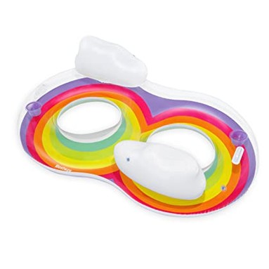 Bestway - 2 Person Inflatable Swim Ring with Rainbow Design & Cup Holders
