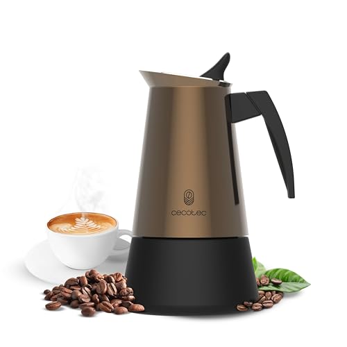 Cecotec - Piccolina 400 Gold Italian Coffee Maker, 200 ml, Elegant Steel Design, Suitable for All Surfaces