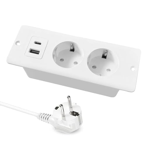 Fengq - Recessed Power Strip with USB C, 4-in-1 Design, 2M Cord