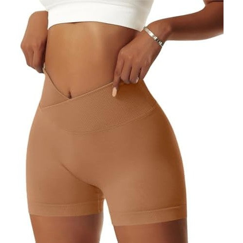 شورت رياضة للنساء بخصر على شكل حرف V قابل للتمدد، شورتات يوجا لرفع المؤخرة، شورت لياقة بدنية قصير بخصر مرتفع بدون خياطة للتمارين الرياضية ورفع المؤخرة، سراويل صيفية قصيرة ضيقة من فيرتفي|B0C2TZJF5K