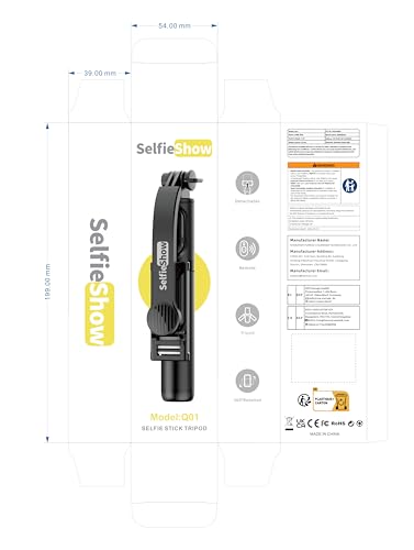 SelfieShow Selfie Stick, Extendable Selfie Stick Tripod with Wireless Remote and Tripod Stand, Portable, Lightweight, Compatible with iPhone 15 14 13 12 Pro Xs Max X 8Plus, Samsung Smartphone and More - Medaid International