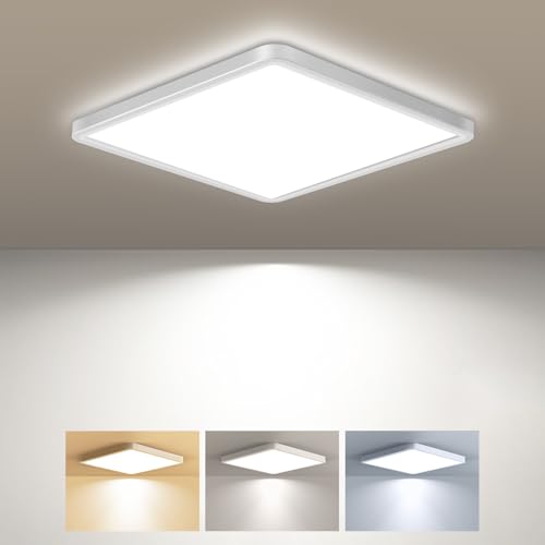 Zemty - Square LED Ceiling Light, 1800LM, IP44 Waterproof, 3 Color Temperatures