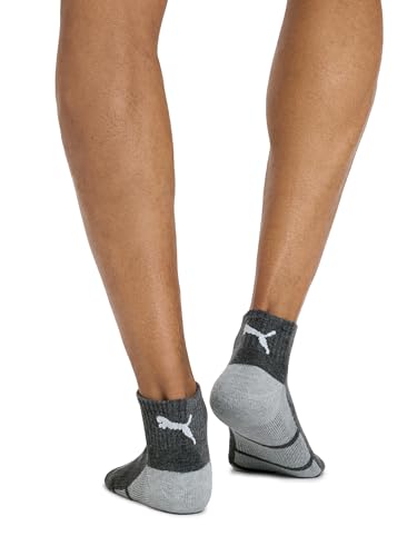 PUMA Socks Mens Quarter Cut Socks, Black/Grey, Sock Size:10-13/Shoe Size: 6-12 (Pack of 6) - Medaid International