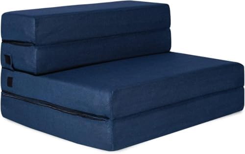 Sleeper Sofa Bed Memory Foam Futon Convertible Chair Bed Modern Fabric Perfect for Living Room Apartment or Loft (Blue(Large))|B0DS9847XC