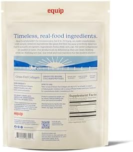 Equip Foods Grass Fed Collagen Powder | Hydrolyzed Bovine Collagen Peptides with Amino Acids | Prime Beef Collagen for Healthy Joints, Skin & Nails | Non-GMO, Paleo Friendly | 30 Servings, Unflavored|B071SH212S