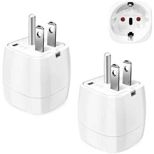 Vutizal - Pack of 2 Travel Adaptor USA Socket, EU to USA Plug, Compact Design