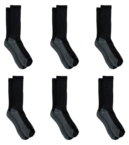 Dickies Men's Dri-tech Original Moisture Control Crew Socks Multipack, Black (6 Pairs), Shoe Size: 6-12, Pack of 6 - Medaid International