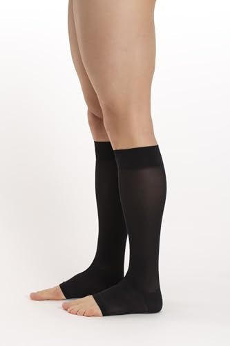 Relaxsan Compression Socks for Women and Men Made in Italy - 18-23 mmHg - Anti Embolism Stockings Open Toe - M0350A (1 Pair - Black, XL) - Medaid International