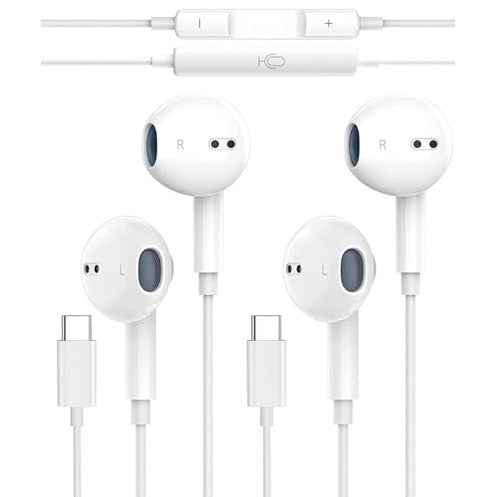 Intra - 2 Pack USB C Earphones with Mic, Volume Control, Compatible with Samsung Galaxy S24/S23/S22