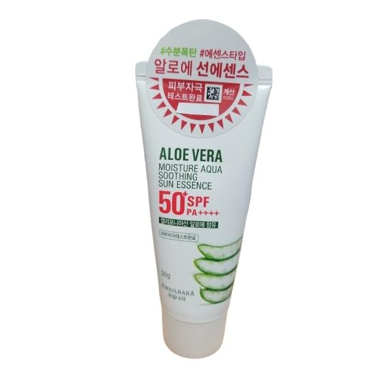 Kwalnara Aloe Vera Moisture Aqua Soothing Sun Essence SPF 50+ PA++++, 썬크림 50g | Lightweight Korean Sunscreen for Sensitive Skin - Medaid International