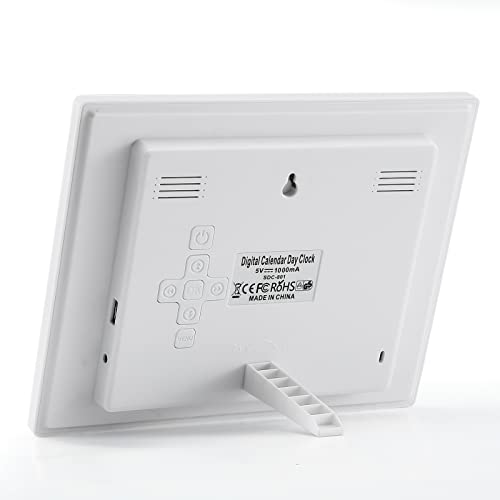 Aiuca - Upgraded 8" HD Digital Calendar Alarm Clock with Temperature & Humidity Display