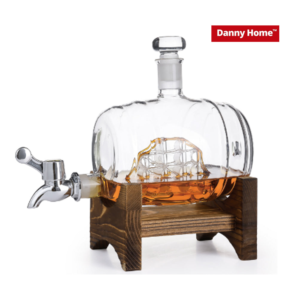 Danny Home Glass Liquor Barrel Dispenser 1000ml