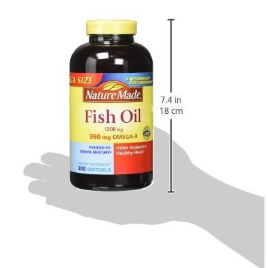 Nature Made 1200mg of Fish Oil, 2400 per Serving, 360mg of Omega-3, 300 Softgels, 300 Count (Pack of 1) - Medaid International
