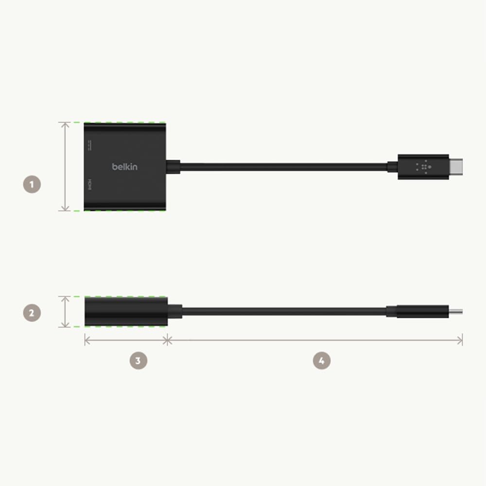 Belkin USB C to HDMI Adapter + USBC Charging Port to Charge While You Display, Supports 4K UHD Video, Passthrough Power up to 60W for Connected Devices, Compatible with MacBook, iPad, Windows - Medaid International