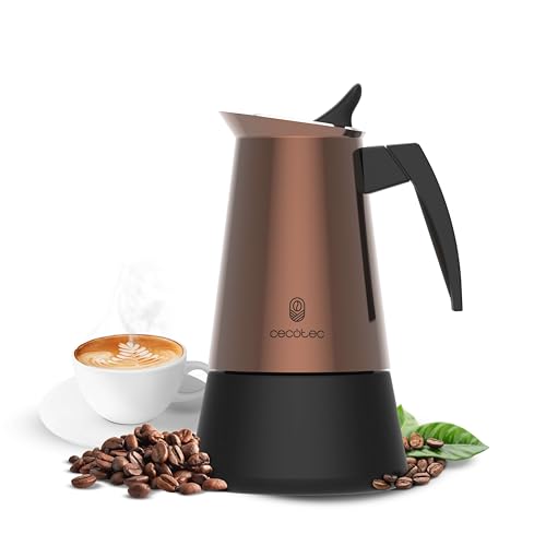 Cecotec - Piccolina 200 Bronze Italian Coffee Maker, 100 ml Capacity, Elegant Steel Design, Stainless Steel Filter
