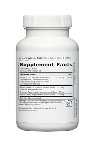 Dr. Whitaker’s Berberine GlucoGold Supplement with 1500 mg per Day of BerberPure Berberine, Concentrated Cinnamon, Crominex Chromium and Banaba Leaf Extract (90 Tablets) - Medaid International