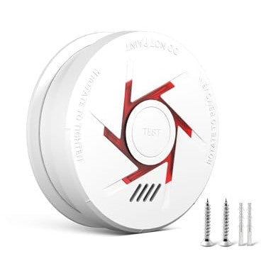 Ruan - 10-Year Lifespan Photoelectric Smoke Alarm with Test Button, Easy Install