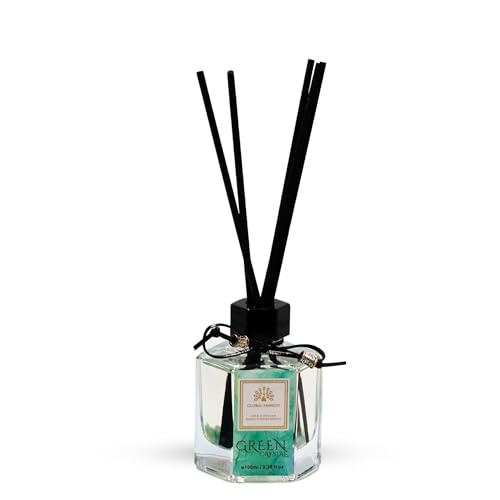 Luxury Reed Diffuser 100ml | French Imported Essence, Long-Lasting Fresh Floral Scent | Eco-Friendly Home Decor & Aromatherapy Gift Set (Green Crystal) - Medaid International