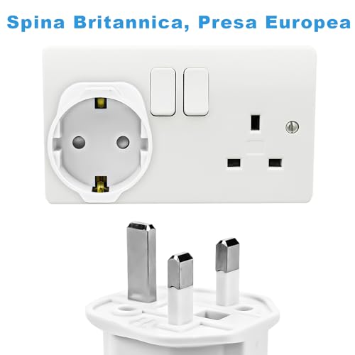 Towkom - UK to EU Travel Adapter, 2-Piece Set, Child Safety, Type G Compatible