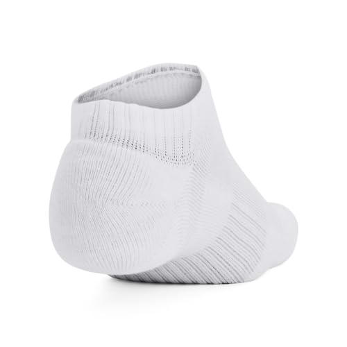 Under Armour Unisex-Adult Training Cotton No Show Socks 3 Pack, (100) White/White/Black, Large - Medaid International