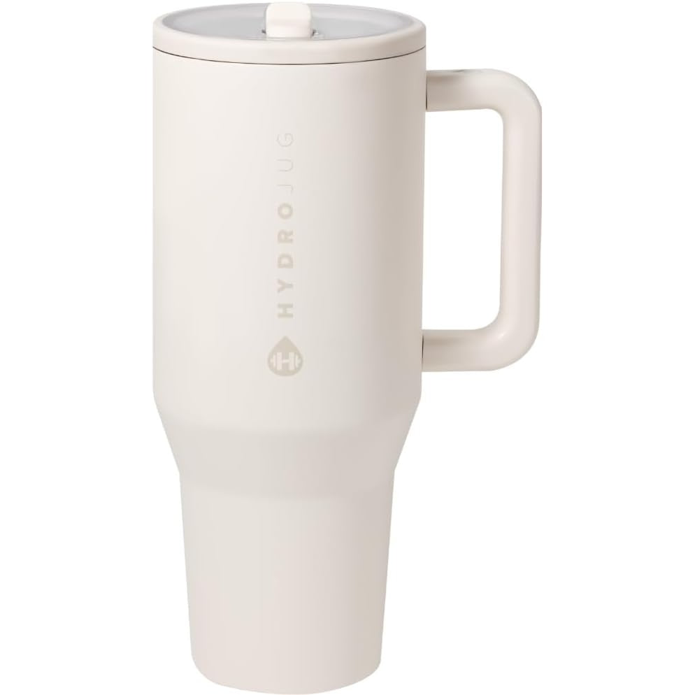 HydroJug Traveler - Modern 40 oz Tumbler with Handle & Simple Flip Straw - Car Cup Holder Friendly, Leak Resistant Water Bottle-Reusable Insulated Stainless Steel & Rubber Base - Gifts for Women & Men - Medaid International
