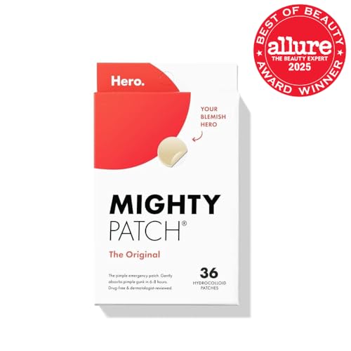 Mighty Patch™ Original patch from Hero Cosmetics – The #1 Hydrocolloid Acne Pimple Patch for Shrinking Zits and Whiteheads in 1 use; Nighttime Spot Stickers for Face and Skin (36 Count) - Medaid International