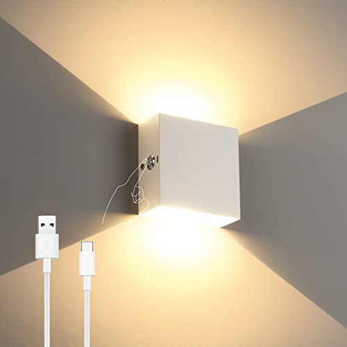 Lightess - Rechargeable LED Wall Sconce with Touch Control, Up Down Design