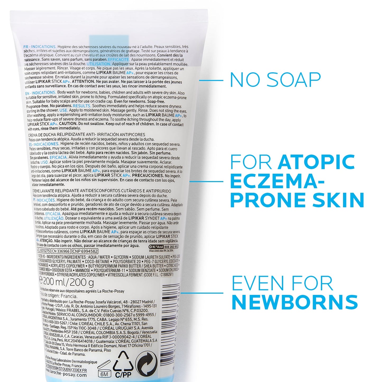 La Roche-Posay Lipikar Syndet AP+ Body Wash for Eczema Prone Skin