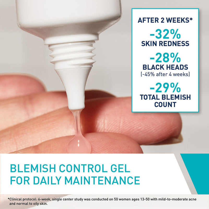 CeraVe Blemish Control Gel Facial Moisturiser For Acne & Blemishes with Glycolic Acid and Lactic Acid AHA/BHA 40ml