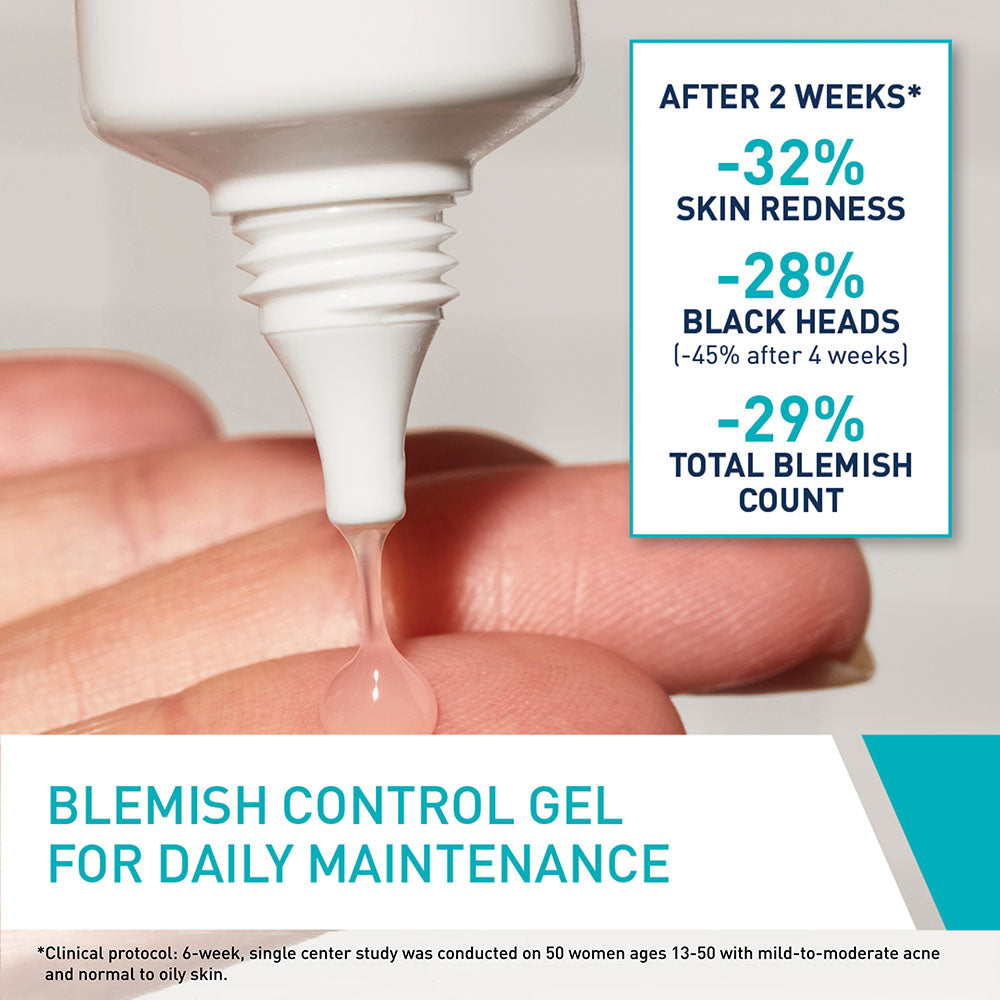 CeraVe Blemish Control Gel Facial Moisturiser For Acne & Blemishes with Glycolic Acid and Lactic Acid AHA/BHA 40ml